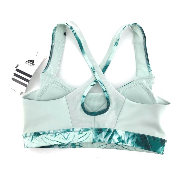 Adidas Green White Cross Back Sports Bra - Picture 4 of 8